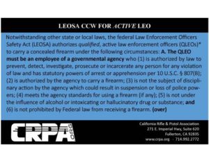 Active CCW LEOSA Card