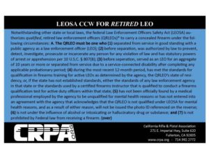 Retired CCW LEOSA Card